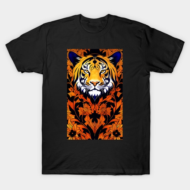 TIGER FACE - William Morris Style T-Shirt by Off the Page